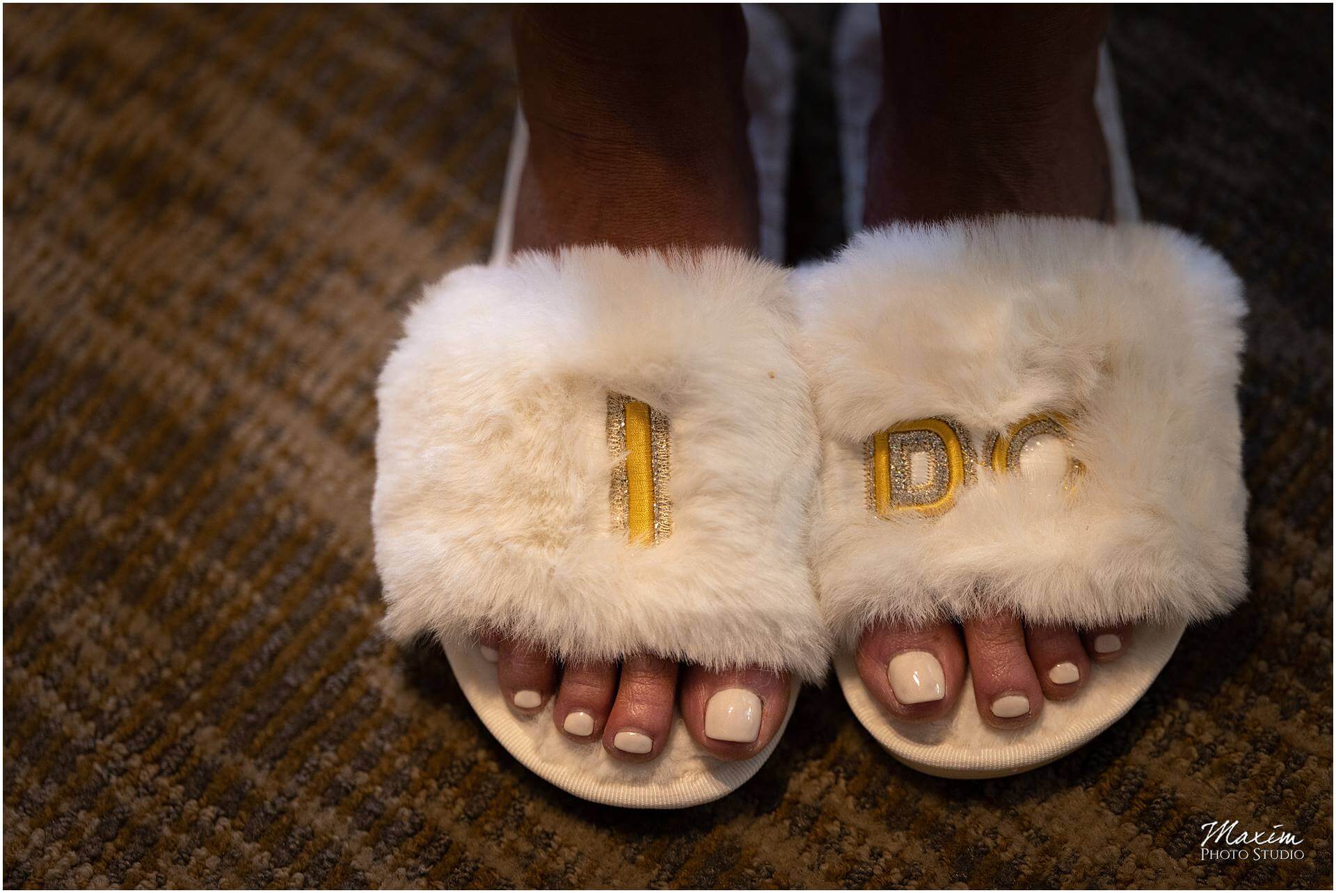 Hilton Netherland Plaza bride i do slippers