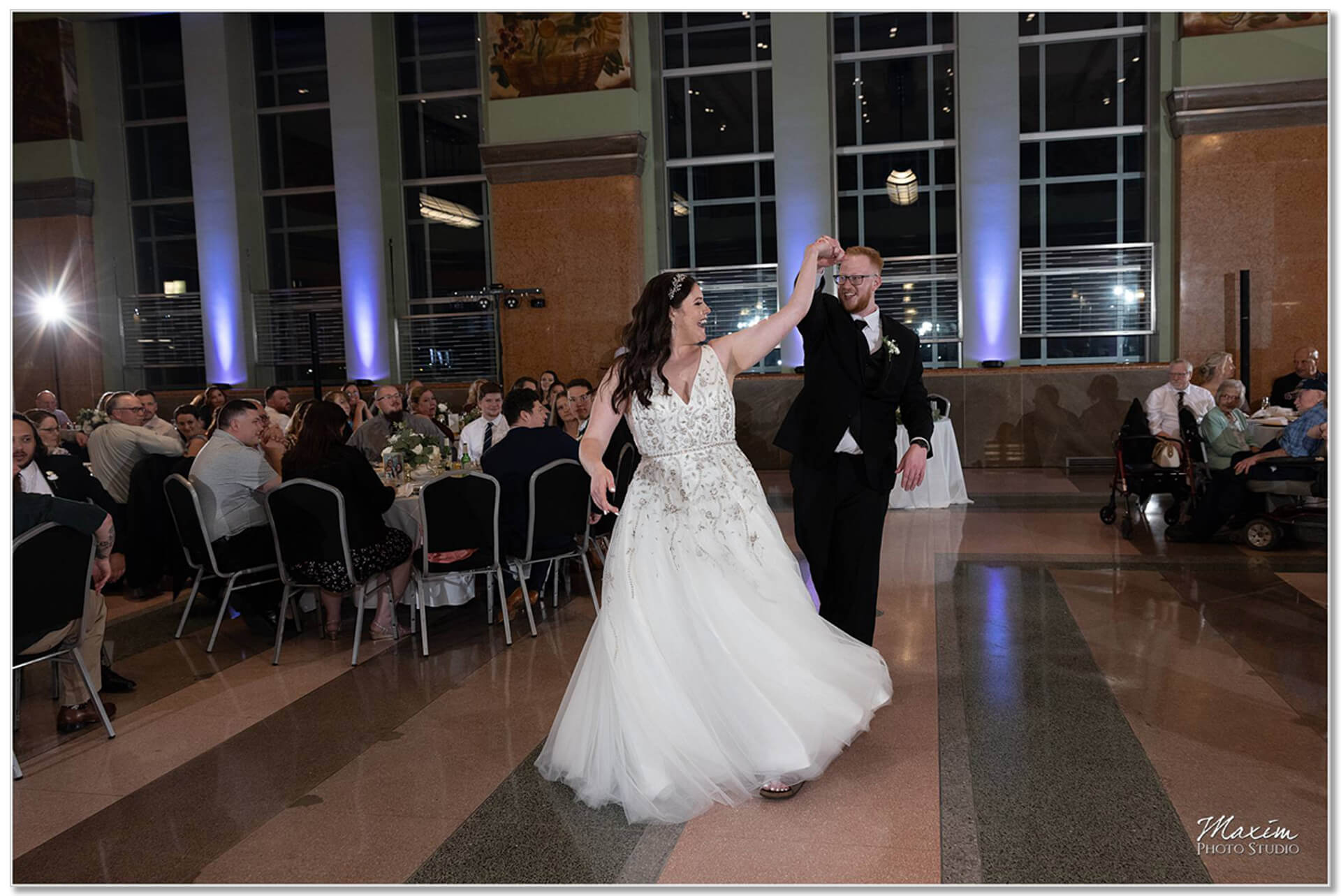Cincinnati Museum Center Reception Wedding toasts first dance