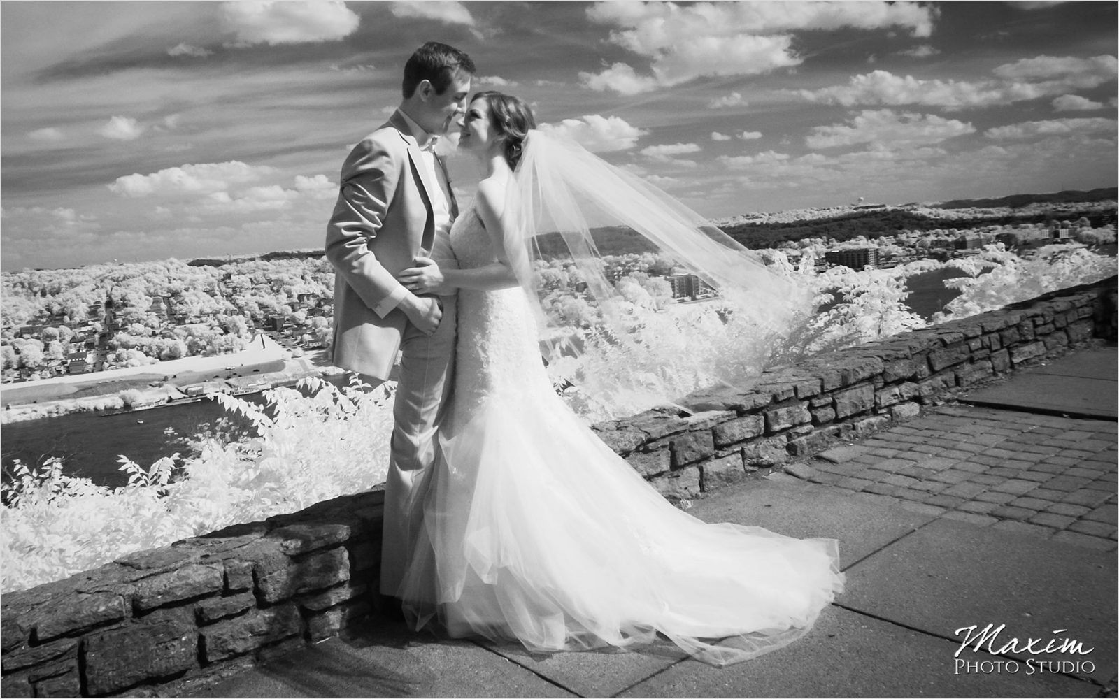 Cincinnati wedding photographers eden park overlook bride groom lt