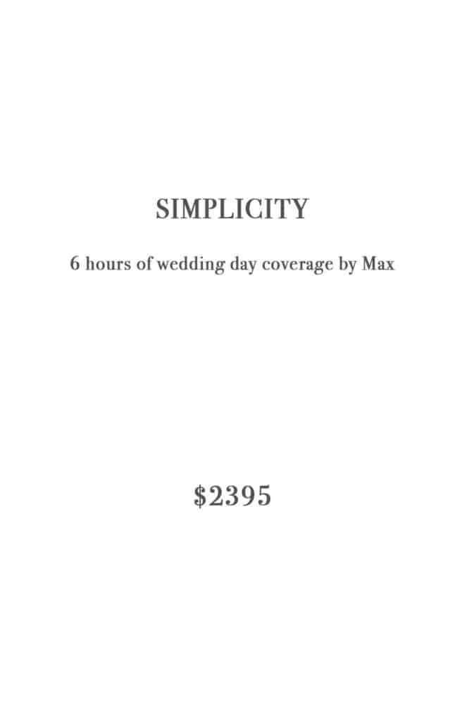 Simplicity wedding pricing text