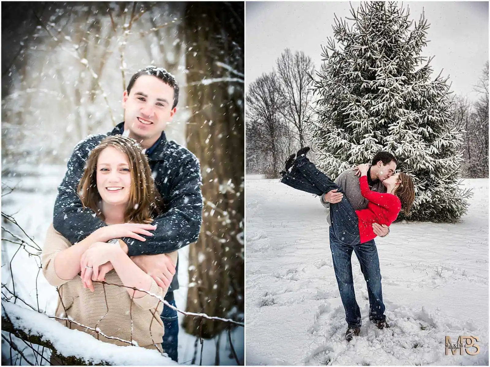 Loveland Ohio snowy wedding engagement