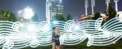 Smale Riverfront Park engagement at night