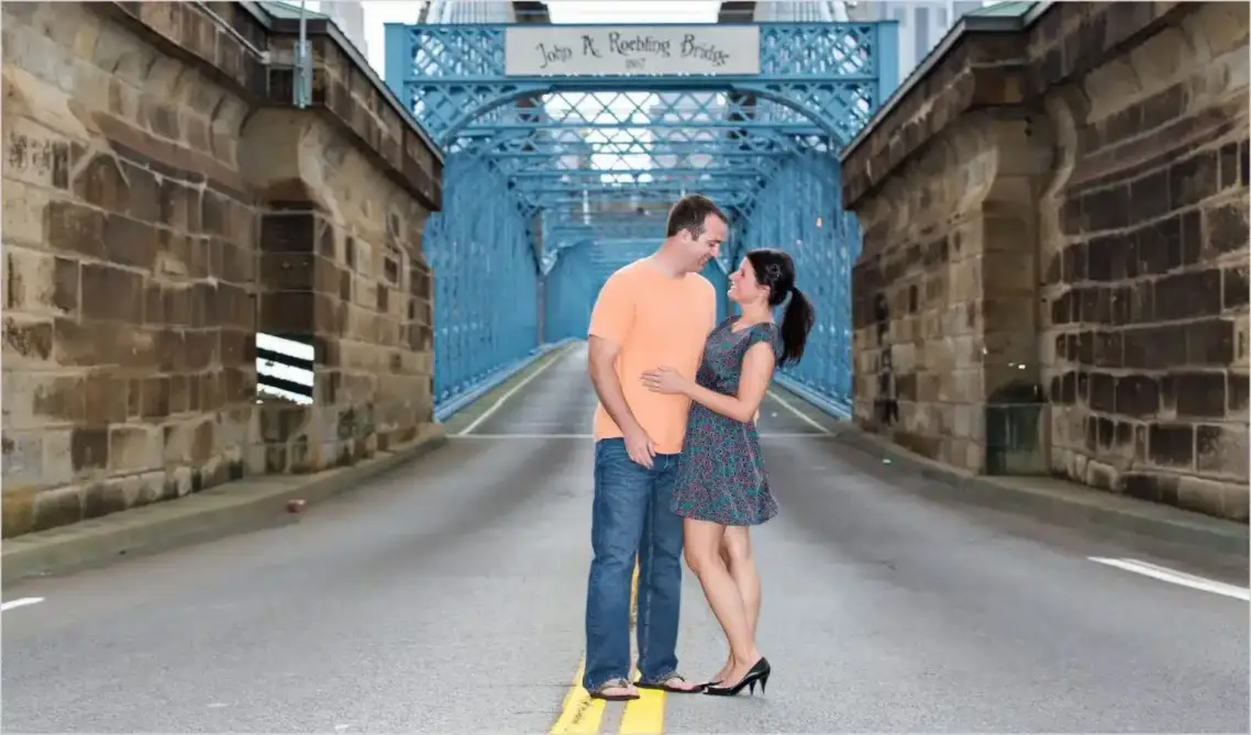 Roebling Bridge Cincinnati Wedding Engagment