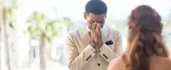 First Look groom crying
