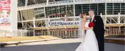 Great American BallPark Wedding groom bride portraits